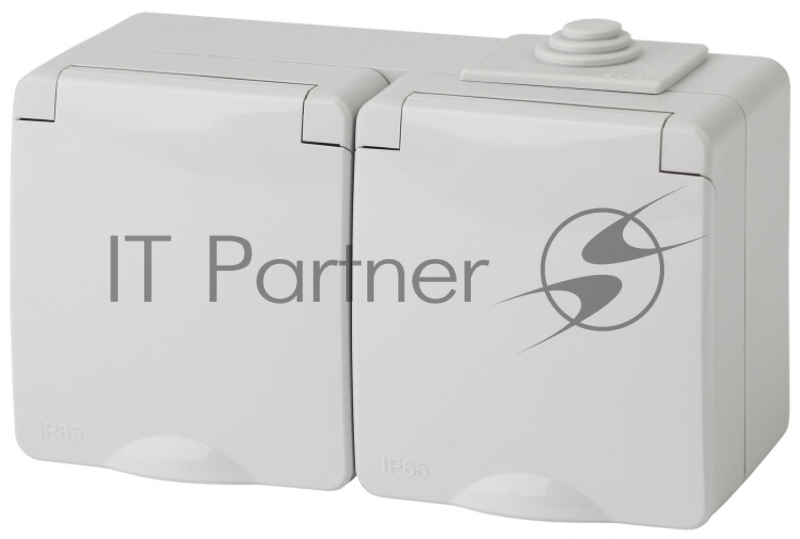 Розетка ЭРА 11-2603-03 2x2P+E гориз. IP65, 16A-250В, ОУ, серый