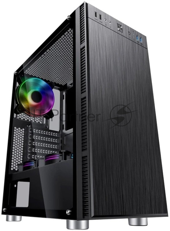 Компьютерный корпус Accord 3407 черный без БП ATX 2xUSB 2.0 2xUSB 3.0 audio bott PSU