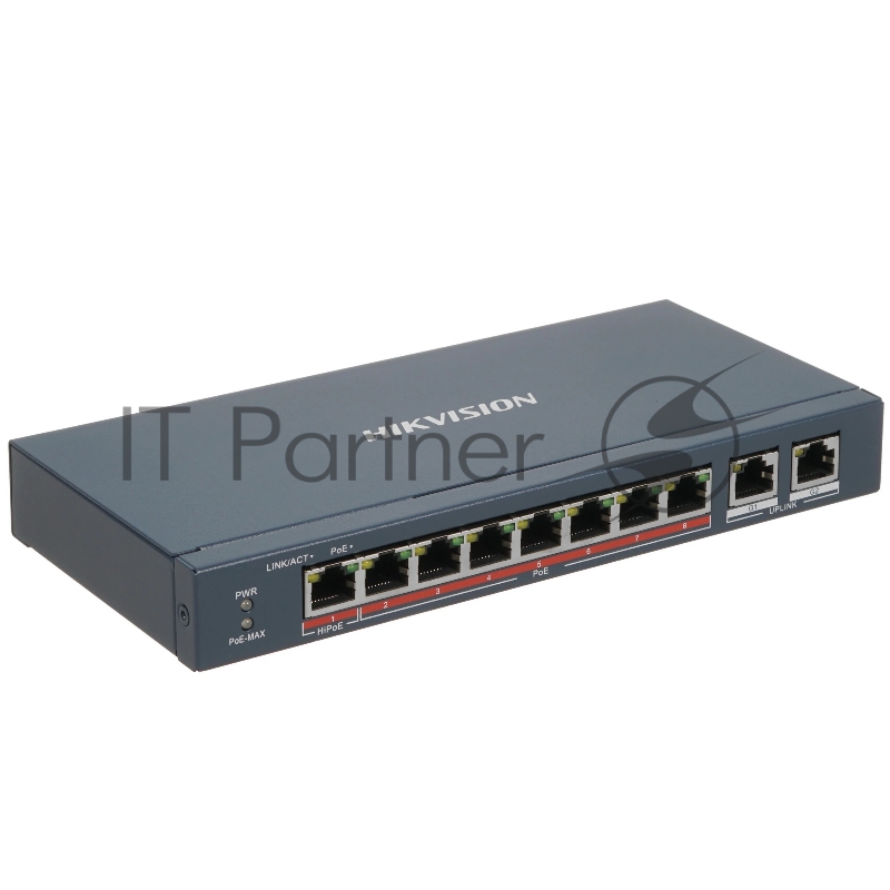 Коммутатор Hikvision DS-3E0310HP-E, 8×100 Мбит/с PoE+ + 2×1 Гбит/с, неуправляемый