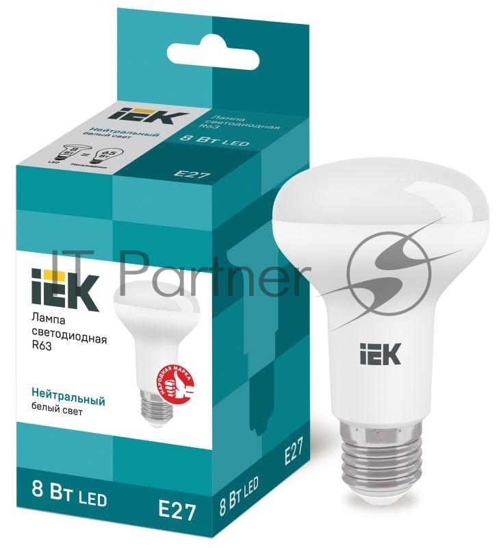 Лампа светодиодная IEK LLE-R63-8-230-40-E27 ECO R63 8Вт 4000К белый E27 720лм 230-240В