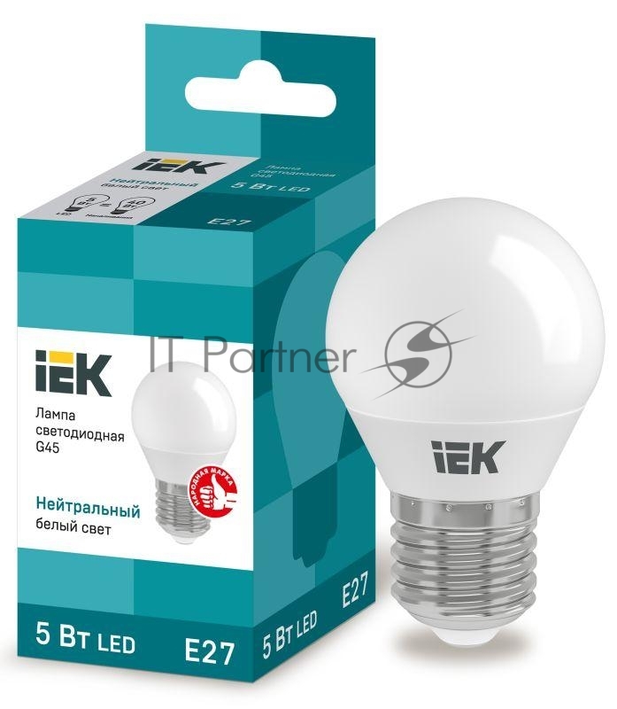 Лампа светодиодная IEK LLE-G45-5-230-40-E27 ECO G45 5Вт шар 4000К белый E27 450лм 230-240В