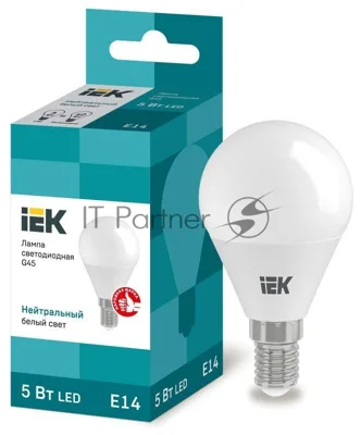 Лампа светодиодная IEK LLE-G45-5-230-40-E14 ECO G45 5Вт шар 4000К белый E14 450 лм 230-240В