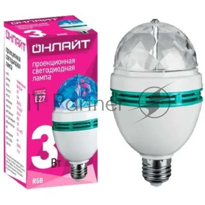 Лампа светодиодная ОНЛАЙТ 61120 OLL-DISCO-3-230-RGB-E27
