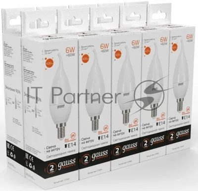 Лампа светодиодная LED Gauss Elementary Candle Tailed E14 6Вт 3000К
