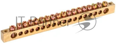 Шина PEN "земля-ноль" 8х12мм 20/2 (20групп/крепеж по краям) IEK YNN21-20-100