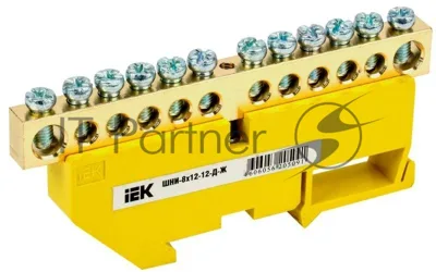 Шина PE "земля" на DIN-изол. ШНИ-8х12-12-Д-Ж IEK YNN10-812-12D-K05