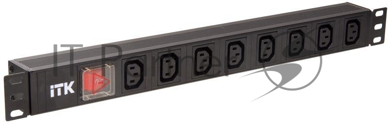 Блок розеток 8 мест PDU 19дюймов IEC320 C13 PH12-8C133 с LED выкл. алюм. профиль1U вход C14 без шнура ITK PH12-8C133