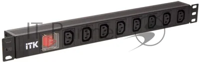 Блок розеток 8 мест PDU 19дюймов IEC320 C13 PH12-8C133 с LED выкл. алюм. профиль1U вход C14 без шнура ITK PH12-8C133