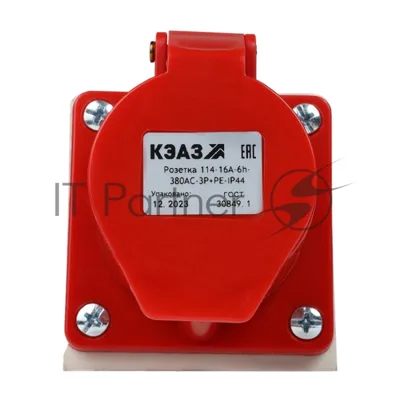 Розетка 114 16А 380В AC 3P+PE 6ч для монтажа на поверхность IP44 КЭАЗ 222754