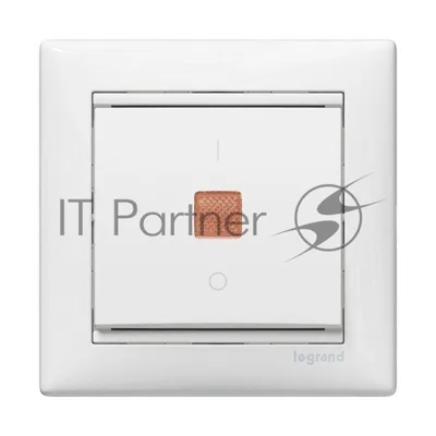 Механизм выключателя 1-кл. СП Valena 10А IP31 с зел. инд. бел. Legrand 774410