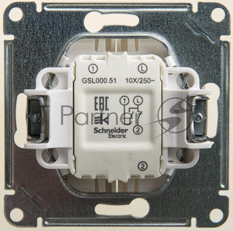 Механизм выключателя 2-кл. СП Glossa сх.5 10А IP20 10AX перламутр SchE GSL000651