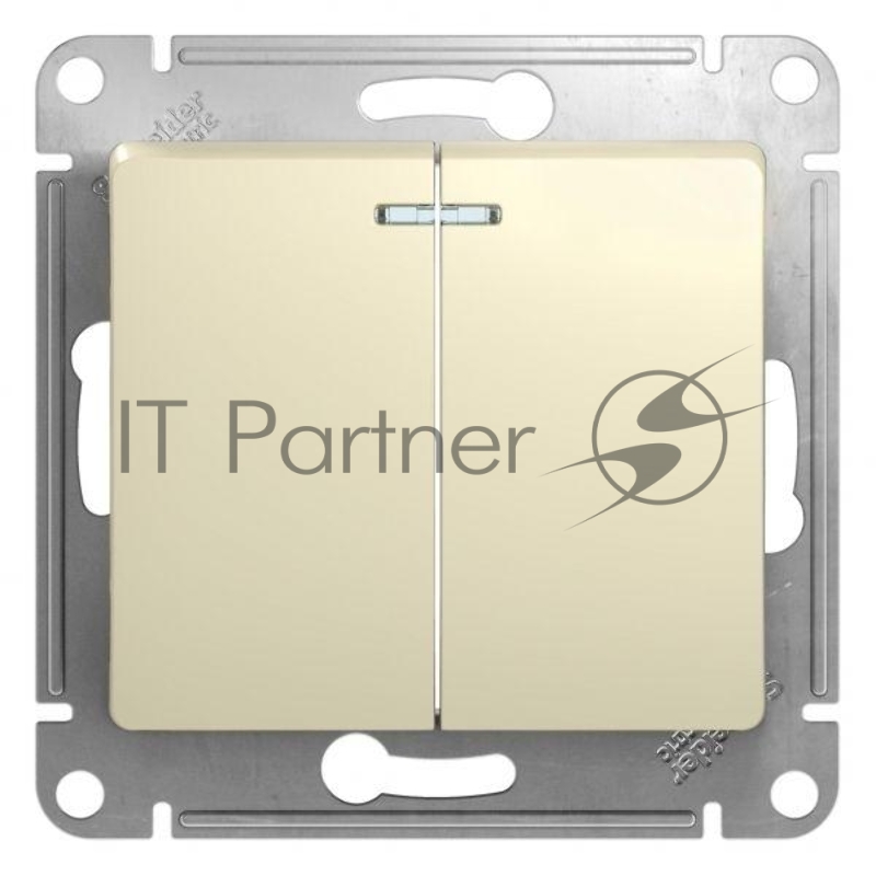 Механизм выключателя 2-кл. СП Glossa 10А IP20 10AX с подсветкой беж. SchE GSL000253