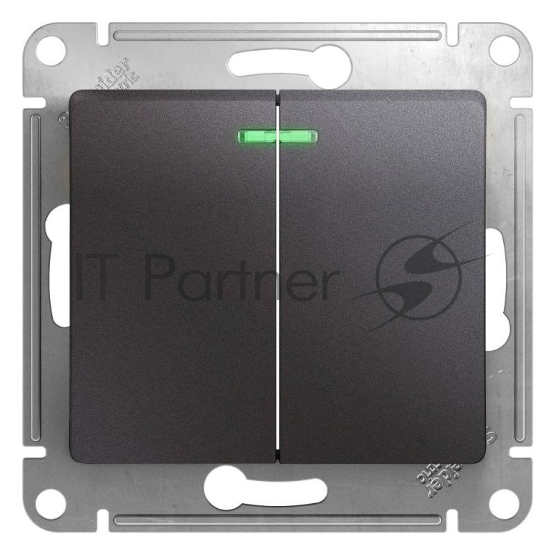 Механизм выключателя 2-кл. СП Glossa сх.5а 10А IP20 10AX с индик. графит SchE GSL001353