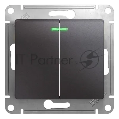 Механизм выключателя 2-кл. СП Glossa сх.5а 10А IP20 10AX с индик. графит SchE GSL001353