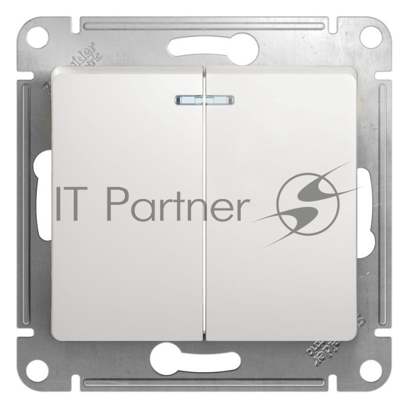 Механизм выключателя 2-кл. СП Glossa 10А IP20 10AX с подсветкой бел. SchE GSL000153