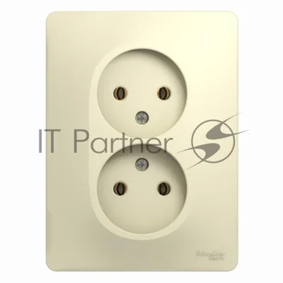 Розетка 2-м СП Glossa 16А IP20 без заземл. беж. SchE GSL000220