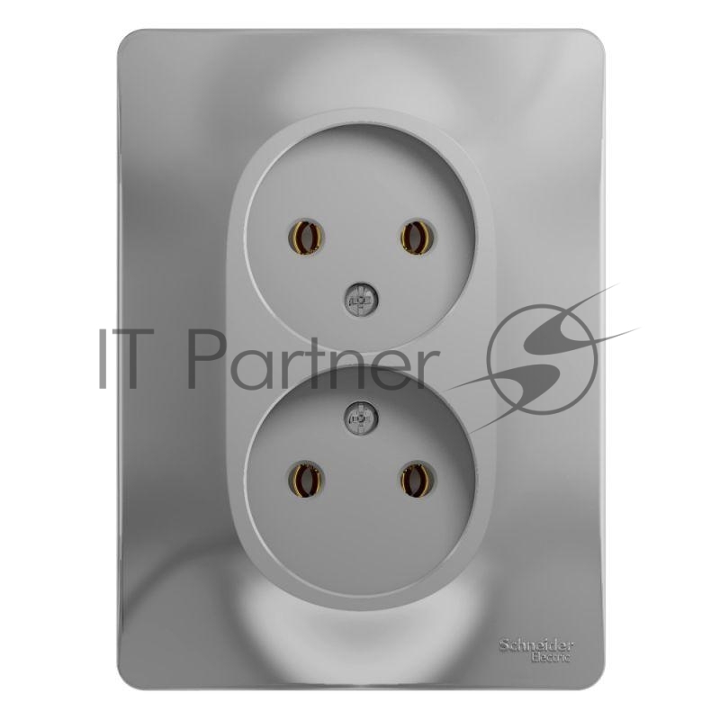 Розетка 2-м СП Glossa 16А IP20 без заземл. в сборе алюм. SchE GSL000320