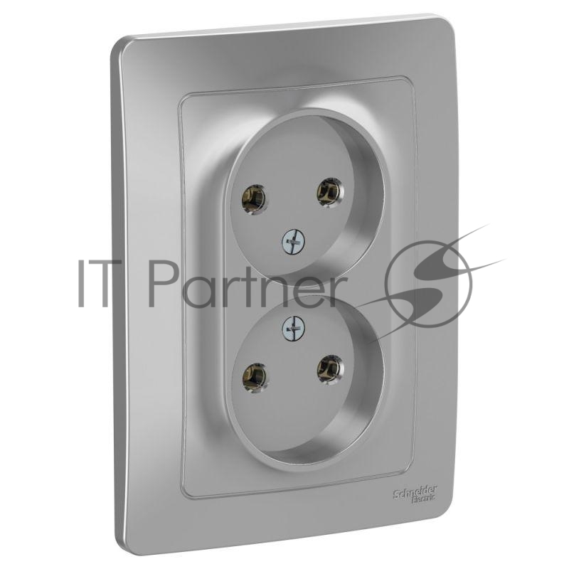 Розетка 2-м СП Blanca 16А 250В без шторок без заземл. алюм. SchE BLNRS000023