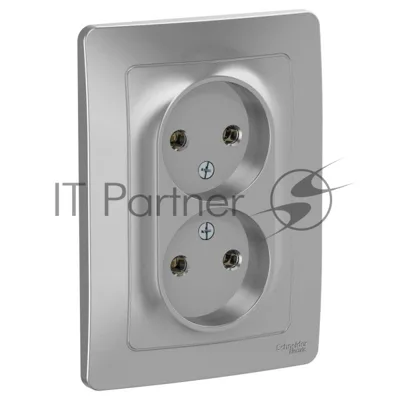Розетка 2-м СП Blanca 16А 250В без шторок без заземл. алюм. SchE BLNRS000023