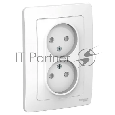 Розетка 2-м СП Blanca 16А 250В защ. шторки без заземл. бел. SchE BLNRS000121