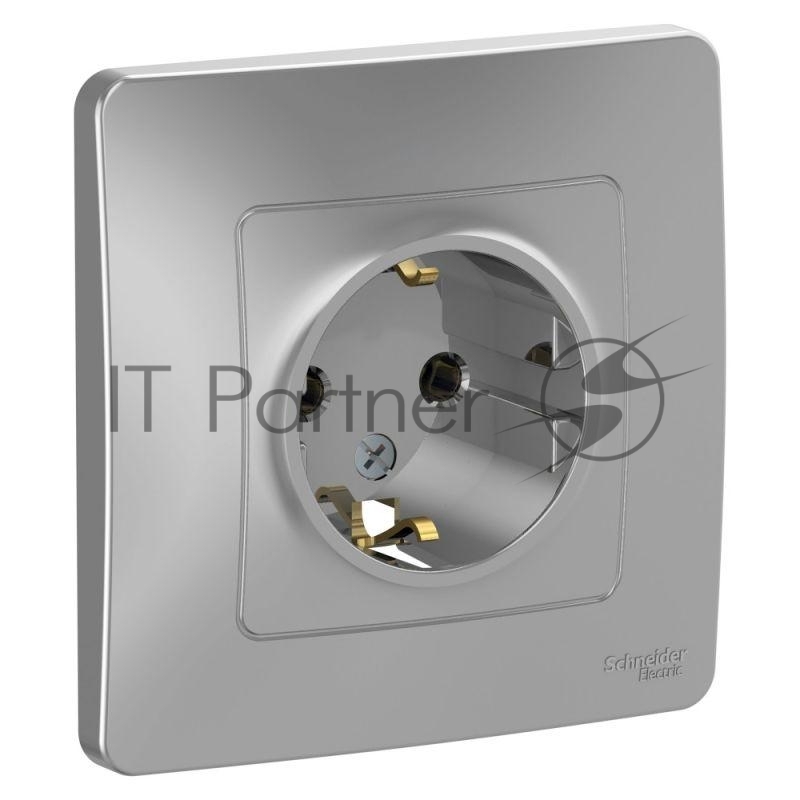 Розетка СП Blanca 16А 250В без шторок с заземл. алюм. SchE BLNRS001013