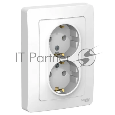 Розетка 2-м СП Blanca 16А 250В без шторок с заземл. бел. SchE BLNRS001021