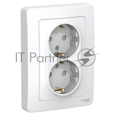 Розетка 2-м СП Blanca 16А 250В защ. шторки с заземл. бел. SchE BLNRS001121