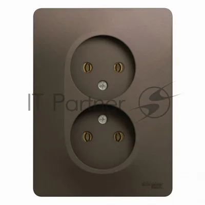 Розетка 2-м СП Glossa 16А IP20 без заземл. шоколад SchE GSL000820