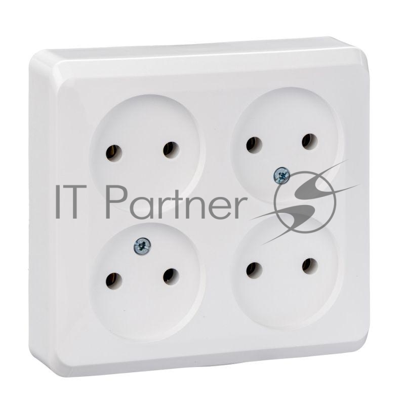 Розетка 4-м ОП Этюд 16А IP20 без заземл. белый SchE PA16-205B