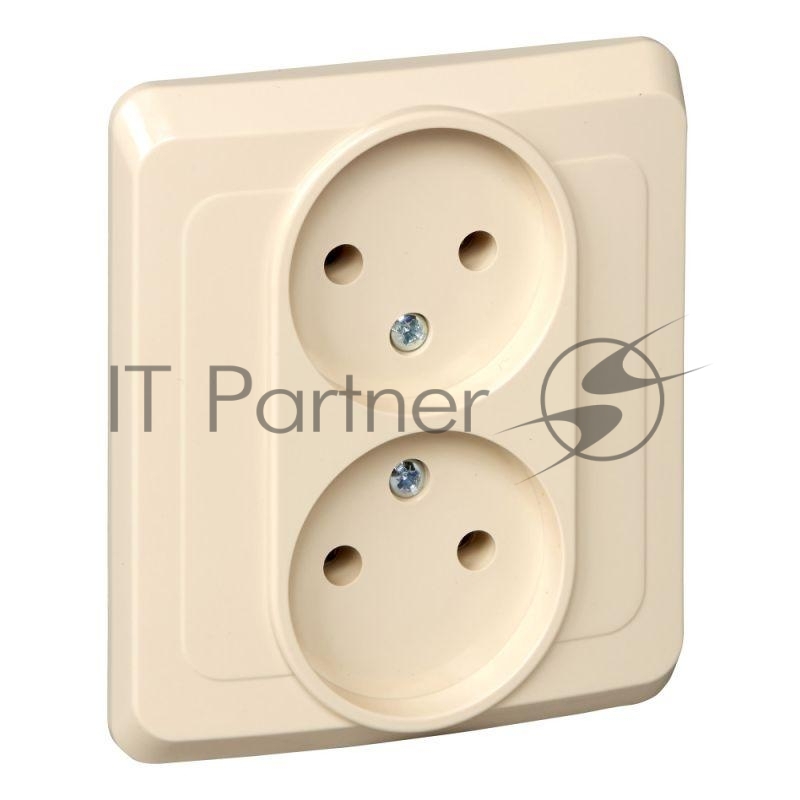Розетка 2-м СП Этюд 16А IP20 без заземл. крем. SchE PC16-005K