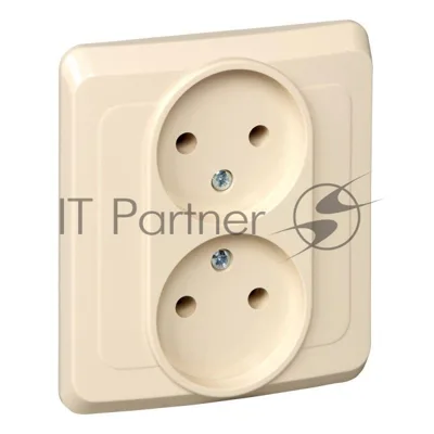 Розетка 2-м СП Этюд 16А IP20 без заземл. крем. SchE PC16-005K
