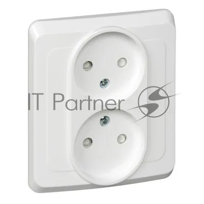Розетка 2-м СП Этюд 16А IP20 защ. шторки без заземл. бел. SchE PC16-006B