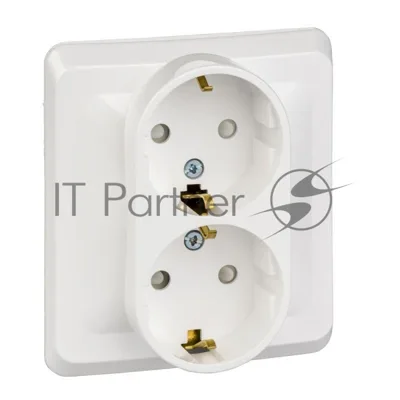 Розетка 2-м СП Этюд 16А защ. шторки с заземл. бел. SchE PC16-008B