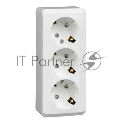 Розетка 3-м ОП Этюд 16А 250В защ. шторки с заземл. белый SchE PA16-012B