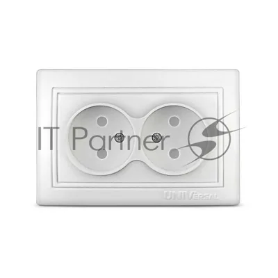 Розетка 2-м СП Севиль 16А IP22 защ. шторки без заземл. бел. Universal С0048