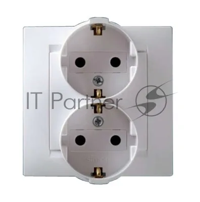 Розетка 2-м СП Simon15 с заземл. бел. Simon 1590459-030