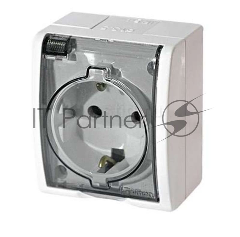 Розетка 1-м ОП Simon15 с защ. крышкой с заземл. IP54 белый Simon 1594445-030