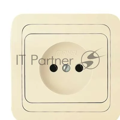 Розетка 1-м Makel СП Mimoza 16А IP20 без заземл. крем/крем