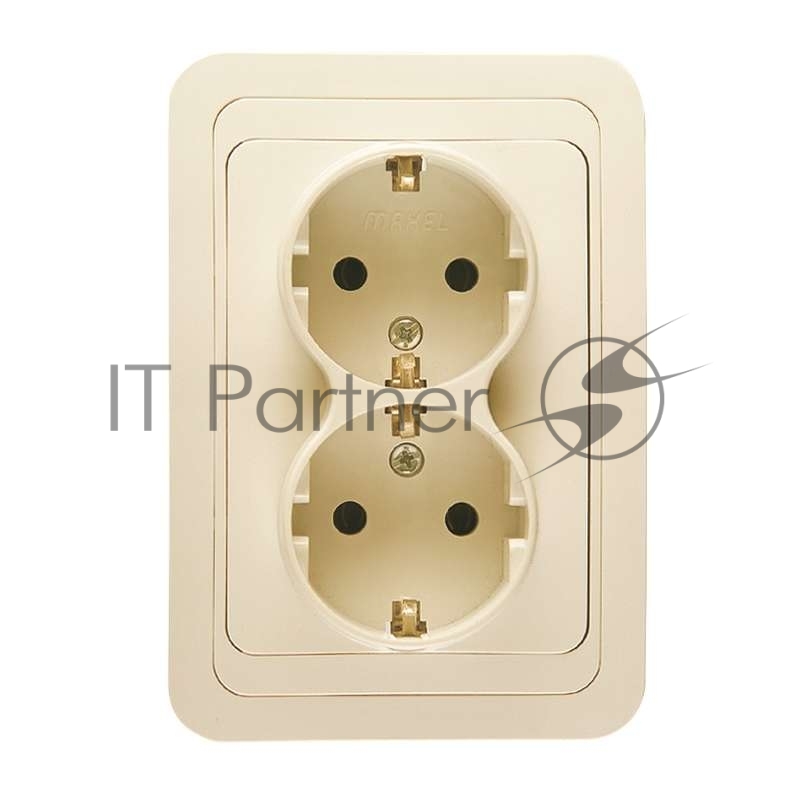 Розетка Makel 2-м СП Mimoza 16А IP20 с заземл. крем/крем