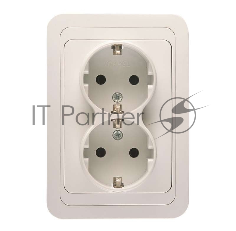 Розетка Makel 2-м СП Mimoza 16А IP20 с заземл. бел./бел.