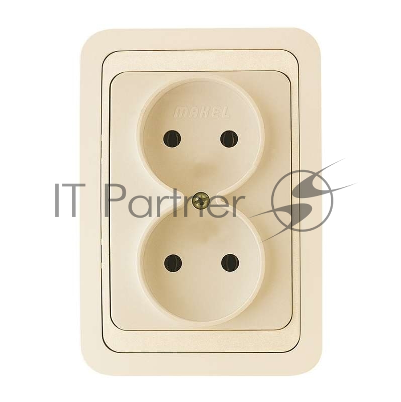 Розетка Makel 2-м СП Mimoza 16А IP20 без заземл. крем/крем.