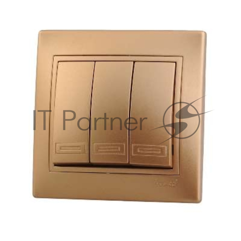 Выключатель 3-кл. СП Мира 10А IP20 метал. зол. LEZARD 701-1313-109