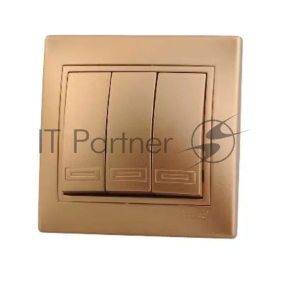 Выключатель 3-кл. СП Мира 10А IP20 метал. зол. LEZARD 701-1313-109