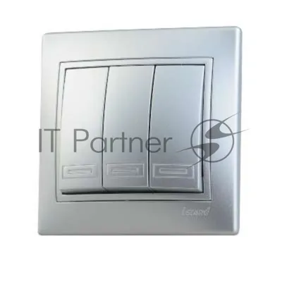 Выключатель 3-кл. СП Мира 10А IP20 метал. сер. LEZARD 701-1010-109
