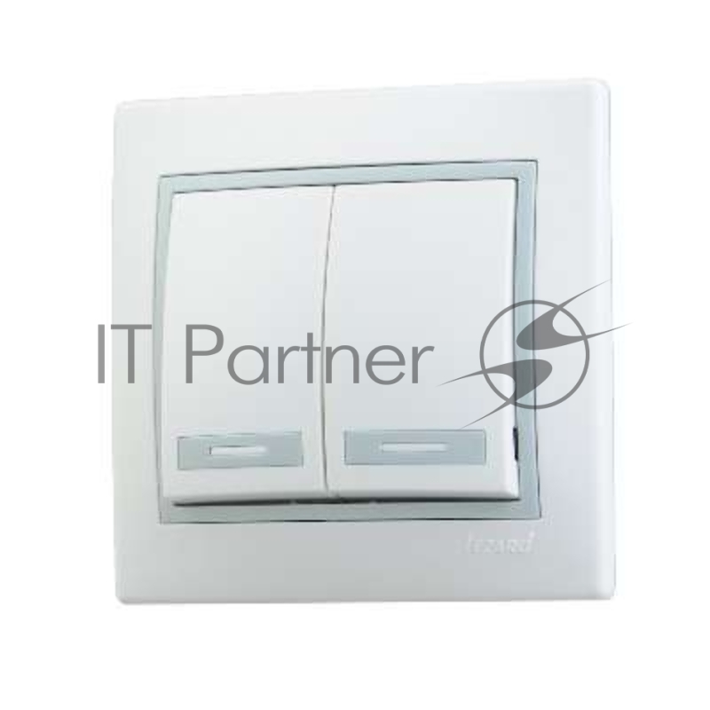 Выключатель 2-кл. СП Мира 10А IP20 белый/сер. LEZARD 701-0215-101