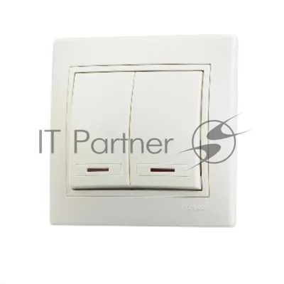 Выключатель 2-кл. СП Мира 10А IP20 с подсветкой крем./крем. LEZARD 701-0303-112