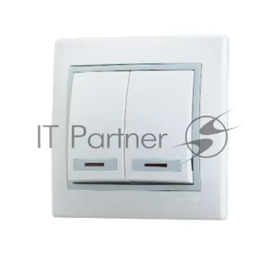 Выключатель 2-кл. СП Мира 10А IP20 с подсветкой белый/сер. LEZARD 701-0215-112