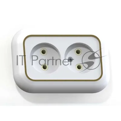 Розетка Кунцево-Электро 2-м СП Валентина 10А IP20 РС10-393 бел./зол.