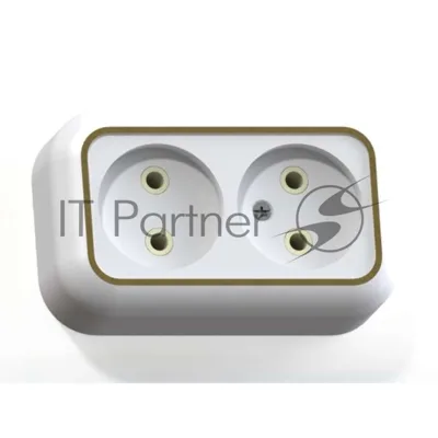 Розетка Кунцево-Электро 2-м ОП Валентина 10А IP20 РА10-382 белый/зол.