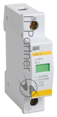 Ограничитель перенапряжения ОПС1-D 1P IEK MOP20-1-D